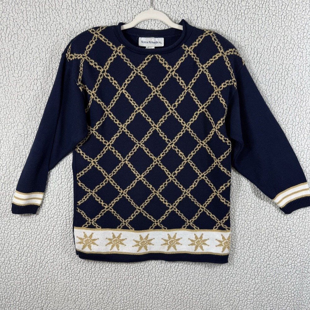 Vintage 90's Old Money Nautical Norton McNaughton Sweater Tunic Womens Sz L